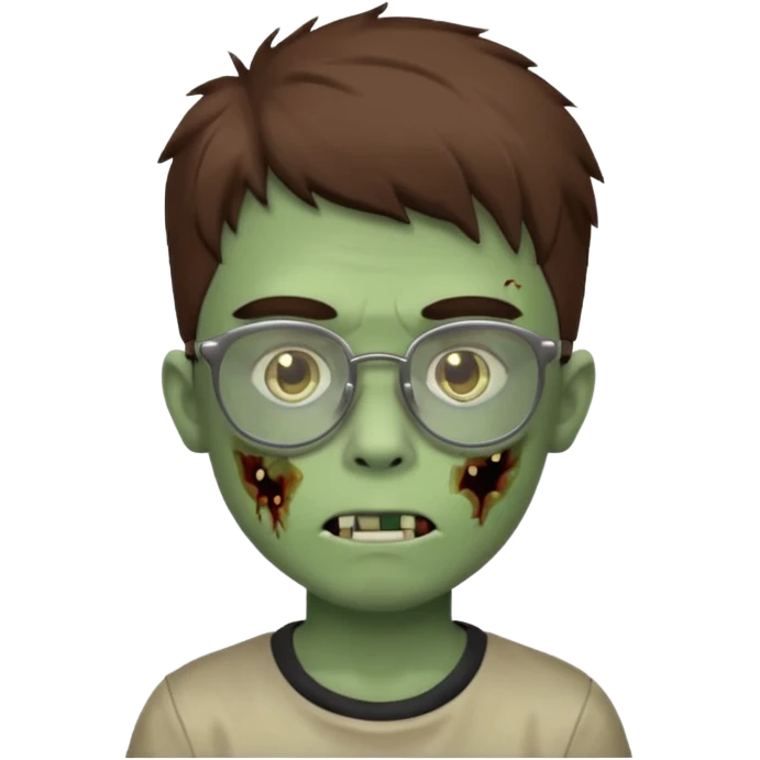 boy zombie with a brown wolfcut haircut and glasses emoji