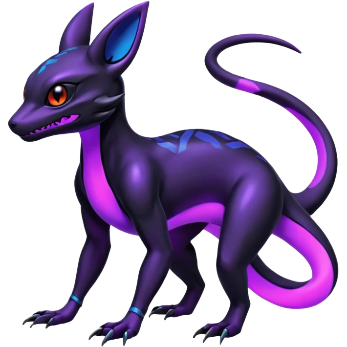 Shiny Cool Futuristic Salandit-Umbreon-Fakémon-hybrid-creature (full body)  emoji