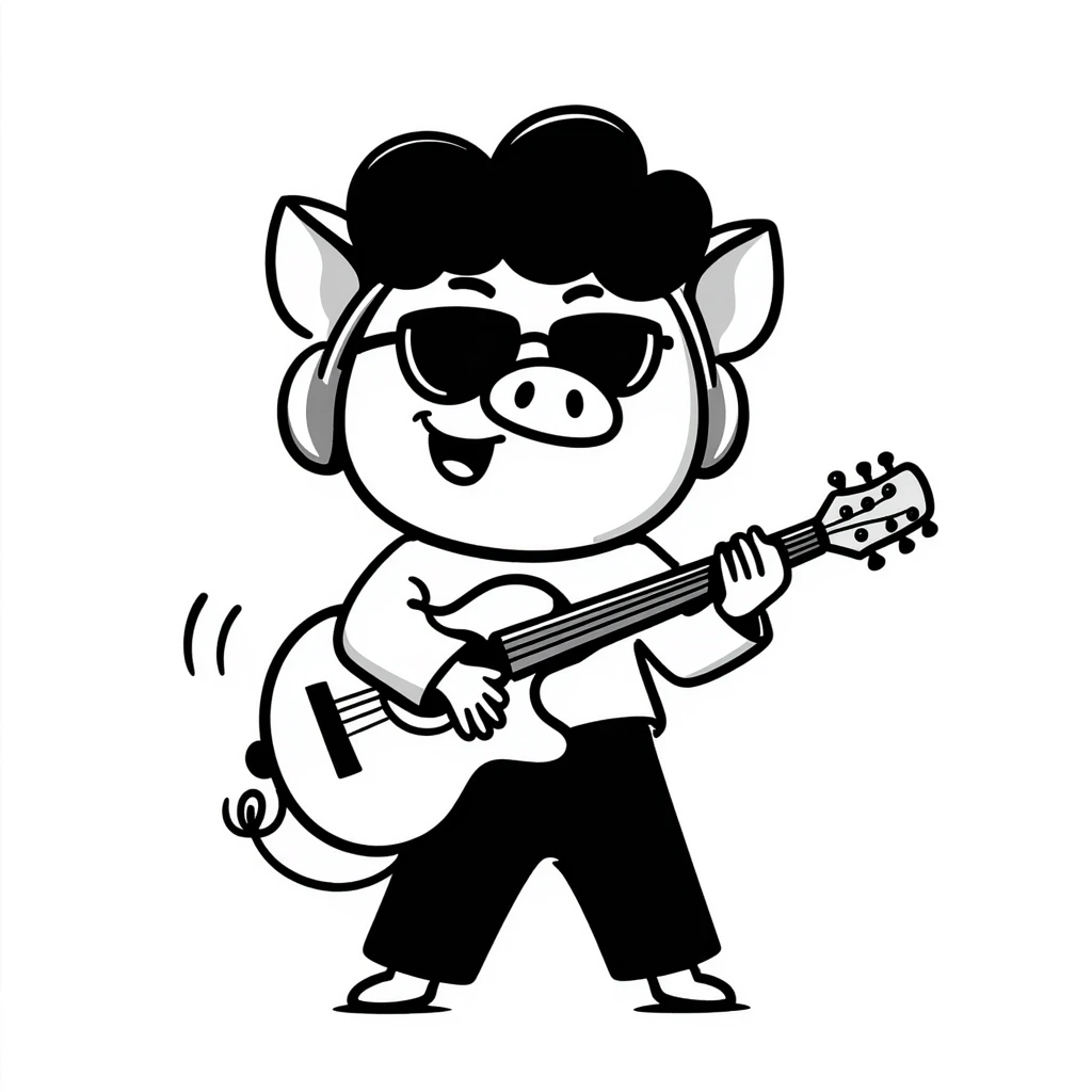 a cool pig playing music with headphones and sunglasses emoji