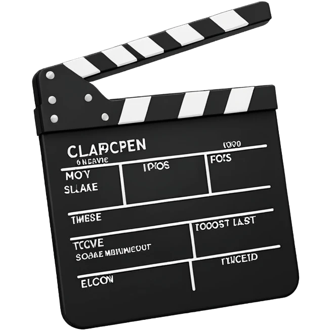 minimalist film clapperboard, simple movie slate with clear black and white design, classic cinema clapper emoji