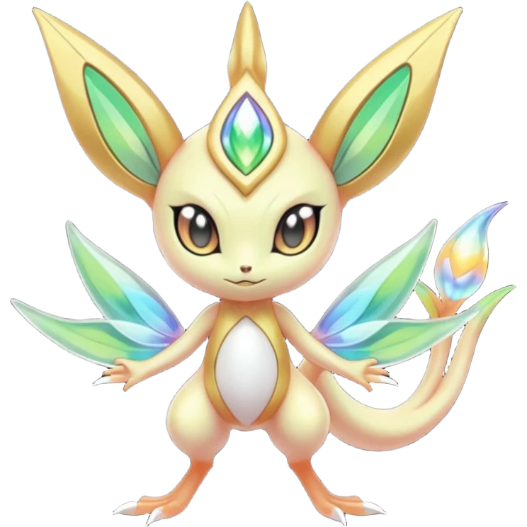 Futuristic Meloetta-Celebi-Cresselia-Jidachi-Victini-Pokémon-Digimon-Fakémon-fusion-hybrid-creature emoji