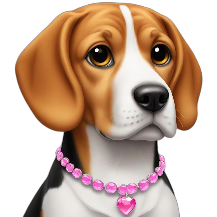 Beagle with pink necklace emoji
