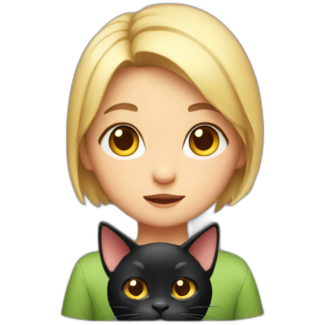 Black cat staring blankly emoji