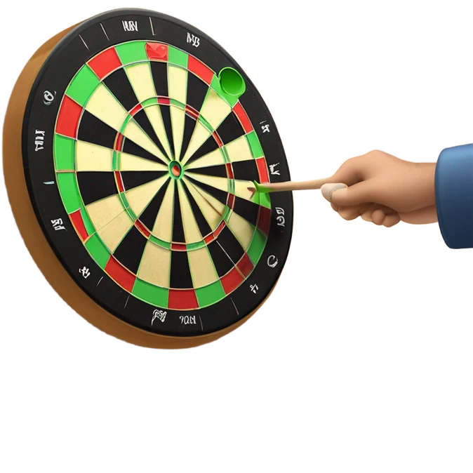 Peeking at dart board emoji