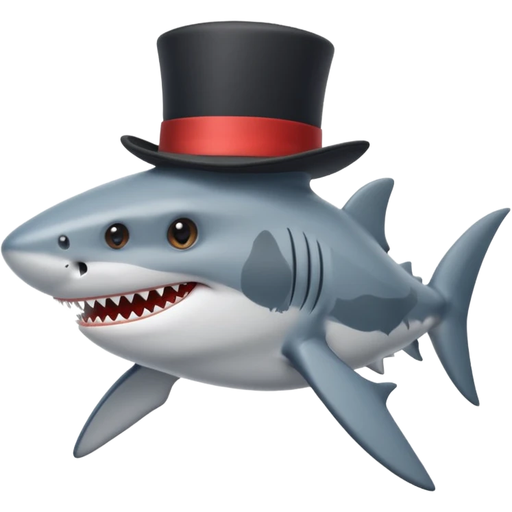 Shark with a top hat emoji