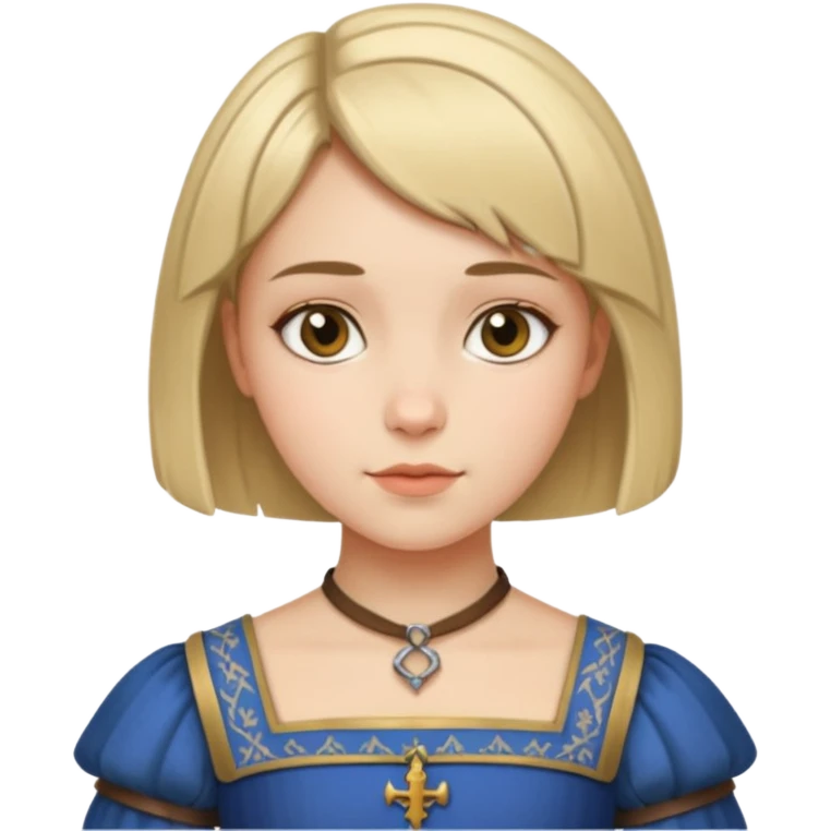 Crea a una chica de pelo corto con vestido medieval emoji