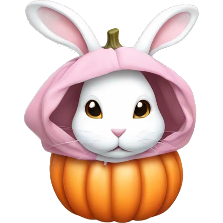 autumn cozy white rabbit in light pink pumpkin  emoji