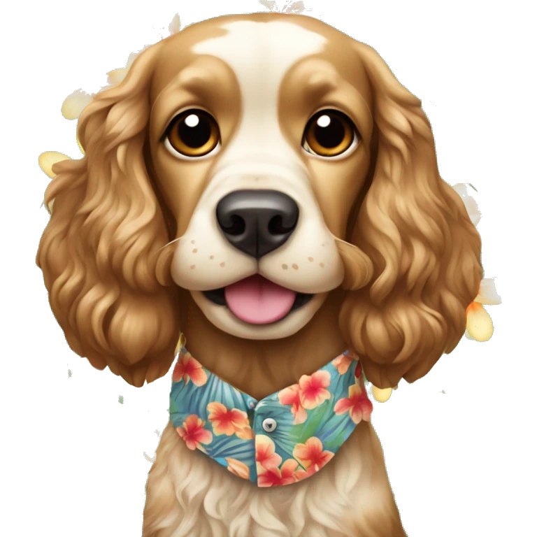 american-cocker-spaniel wearing Hawaiian shirt  emoji