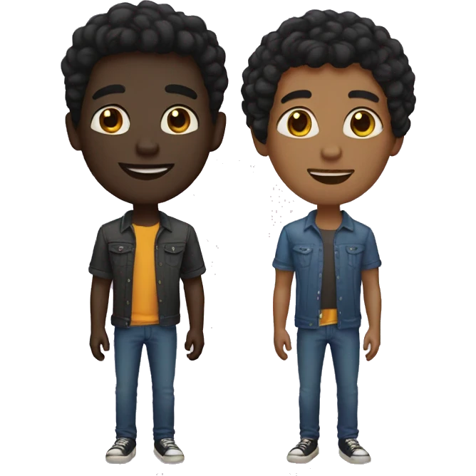 darkskin and light skin black men gay couple emoji
