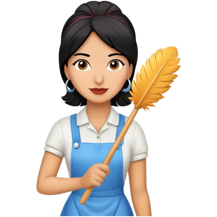 Cleaning lady who is Hispanic with black hair  emoji