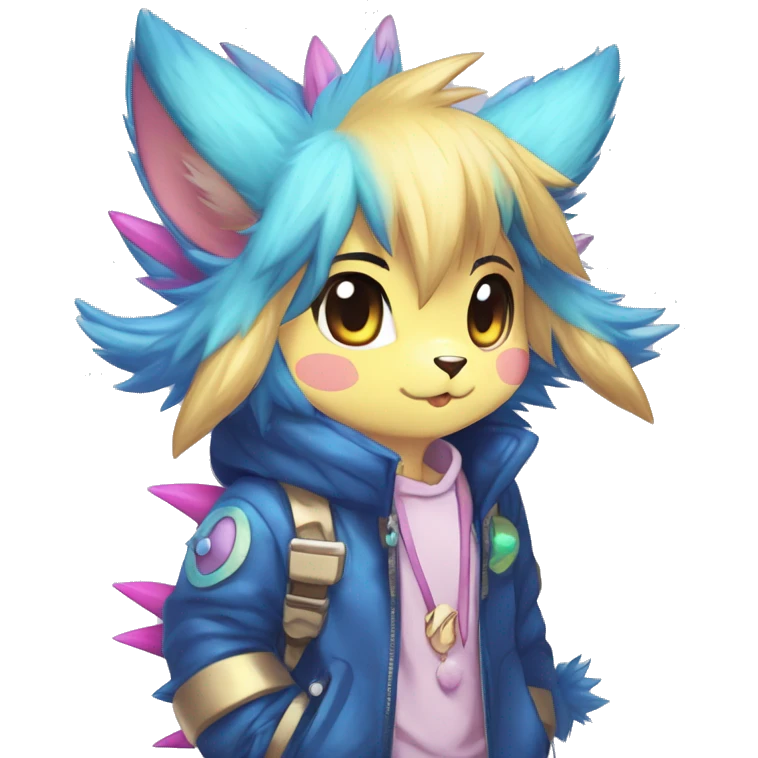 Anthro Scalie Spiky Cool Edgy Magical Shiny Colorful Pastel Sparkle Anime Chibi Fantasy-Animal-Fakémon-Pokémon-Hybrid Fur Sona Aesthetic Full Body emoji
