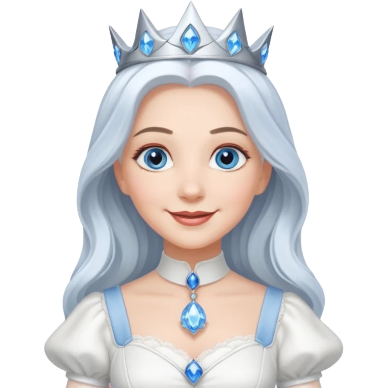 Good Witch of the North from the Wizard of Oz with blue eyes, white long hair, white outfit emoji
