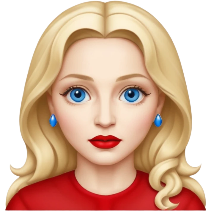 Madonna with blue eyes, red lip emoji