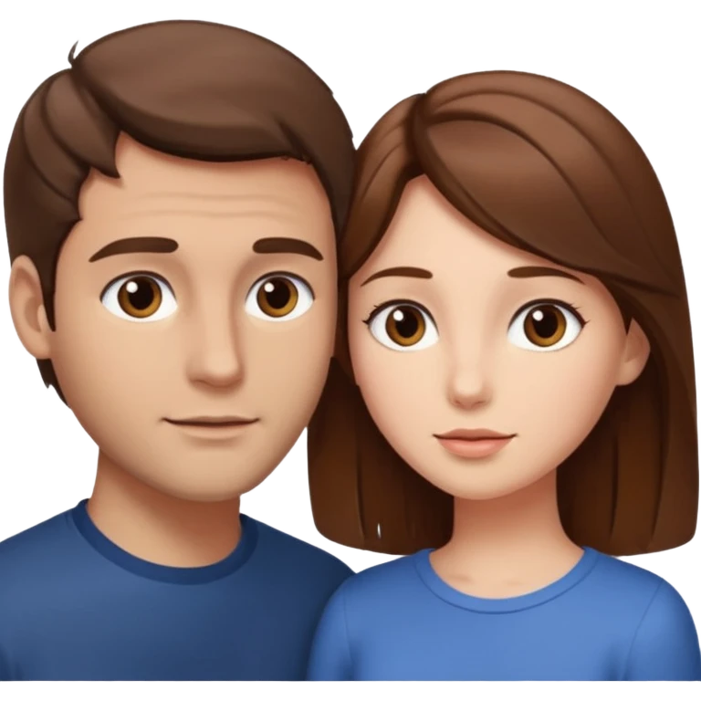 
Man head against woman head looking in their eyes, they both have brown hair emoji