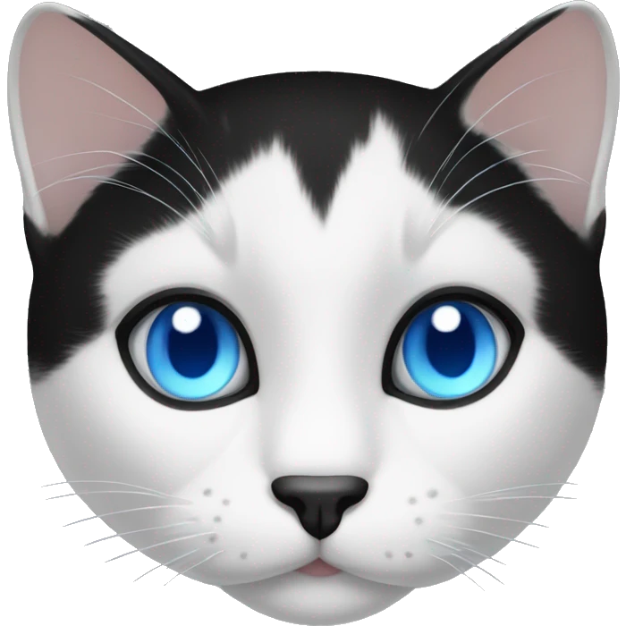 Black and white cat with blue eyes emoji