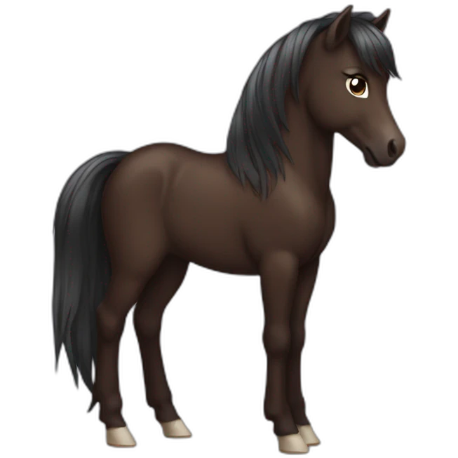 Pony dark brown full body emoji