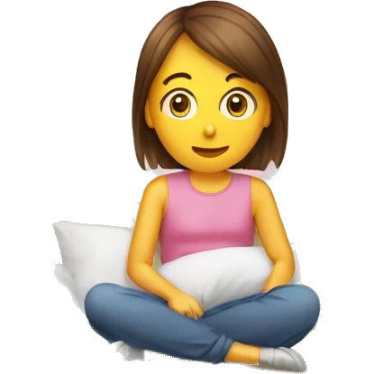 Emoji d'une fille qui se fait taper par des coussins emoji