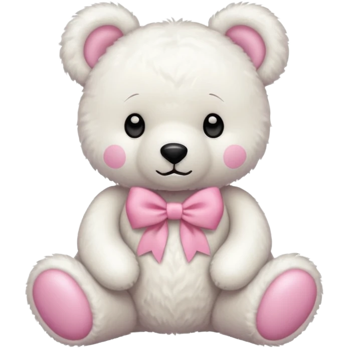 White teddy bear pink bow emoji
