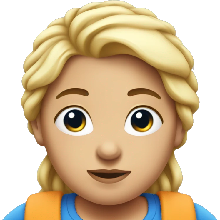 Very heavy weight woman with blue t shirt that fits too small  emoji