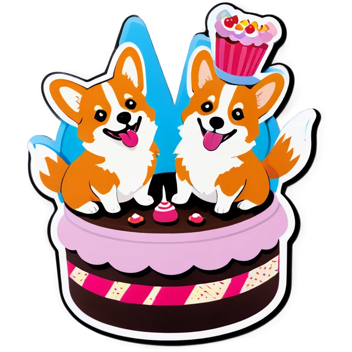 Corgis with cake emoji