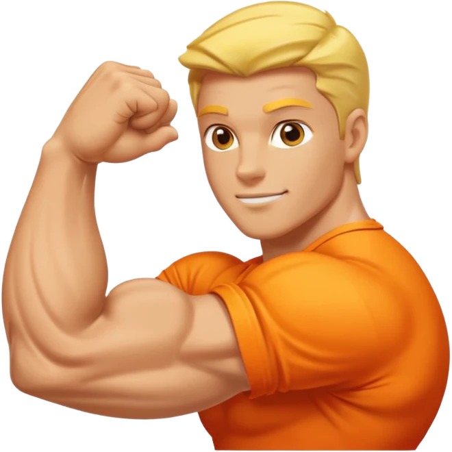 "Create a high-quality, glossy emoji-style illustration of a flexed biceps (💪). Use smooth gradients, rounded shapes, clean vector-style design, soft shadows, and vibrant colors. The result should look like an official modern emoji, crisp and polished." emoji