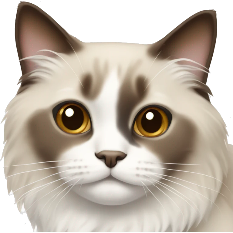 A ragdoll cat with brown and beige with a white bow  emoji