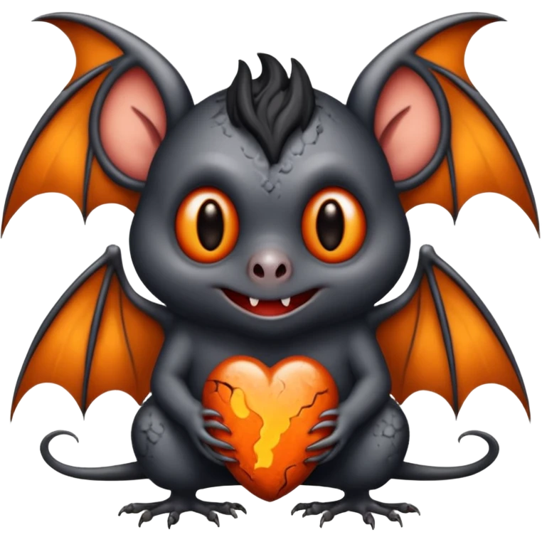 Monstre a corp craquelé fait de lave avec des ailes de chauve-souris et un tête de pierre carbonisé avec une mâchoire carré  emoji