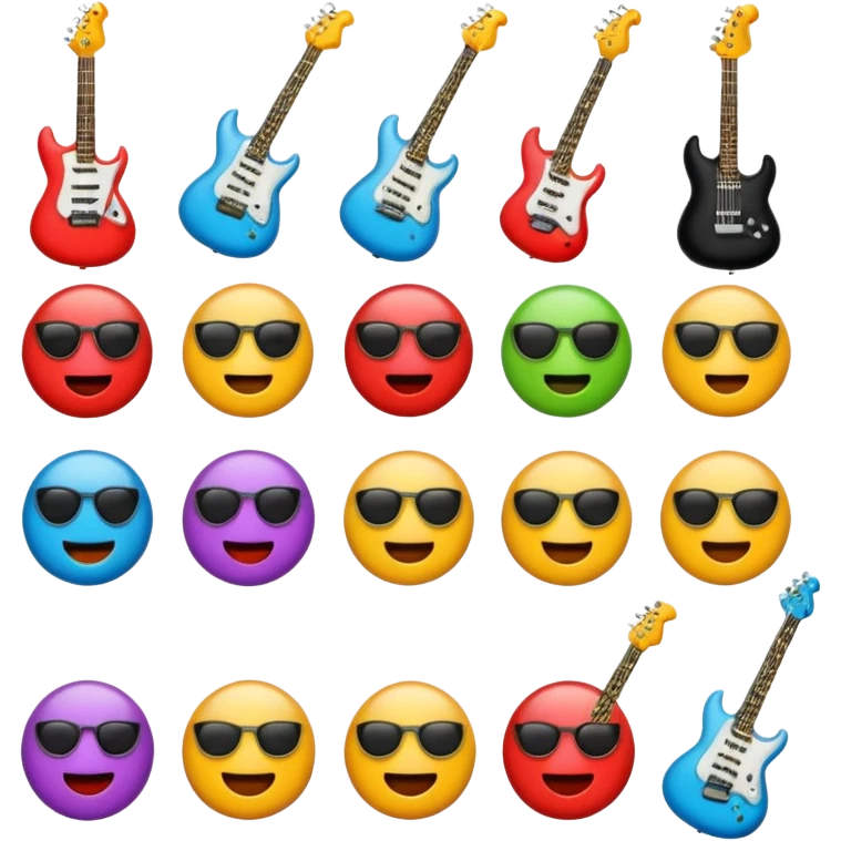 several emoticons related to rock music emoji