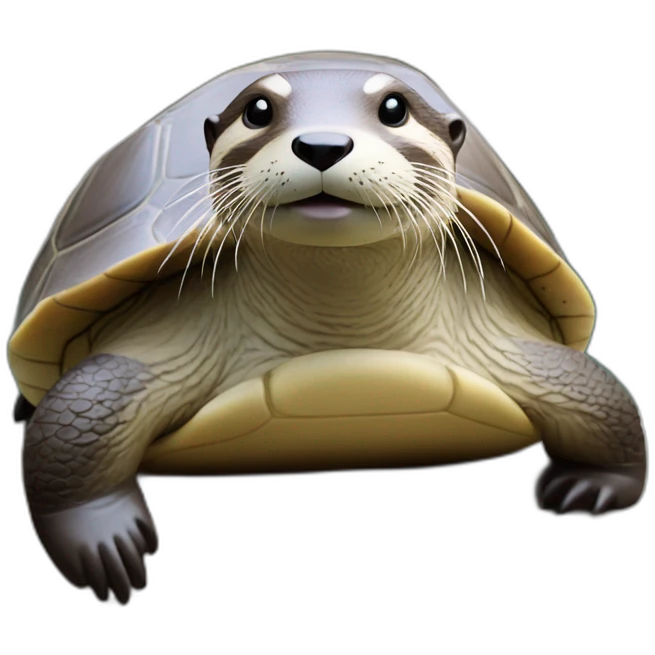 Une loutre sur une tortue emoji