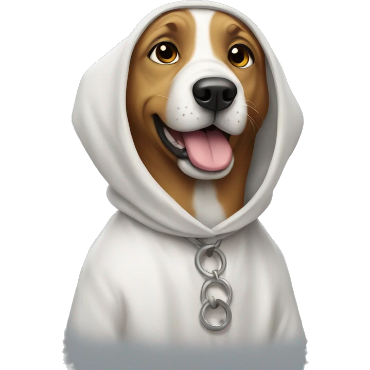 dog wearing hodi emoji