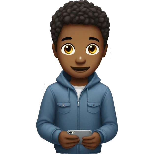 A boy has an iPhone emoji