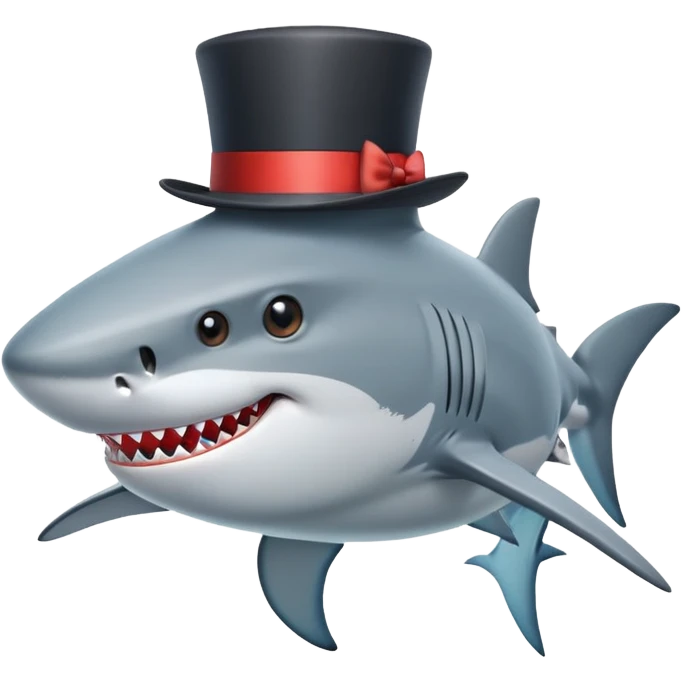 Shark with a top hat emoji