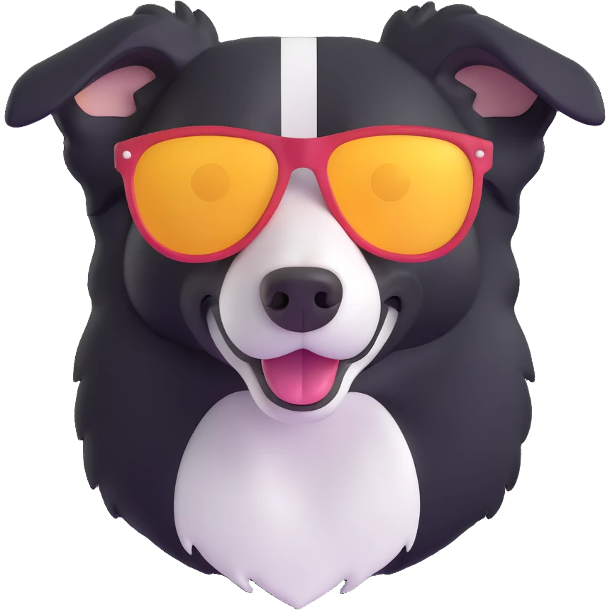 border collie wearing sunglasses emoji