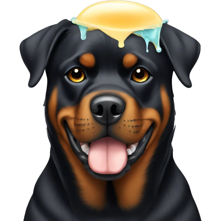 Rottweiler with Shampoo on his head  emoji