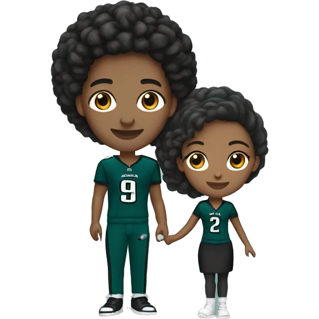 Biracial couple in Philadelphia eagles clothing  emoji