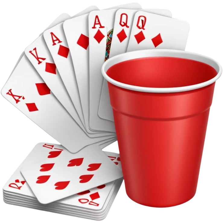 cards around a red solo cup emoji