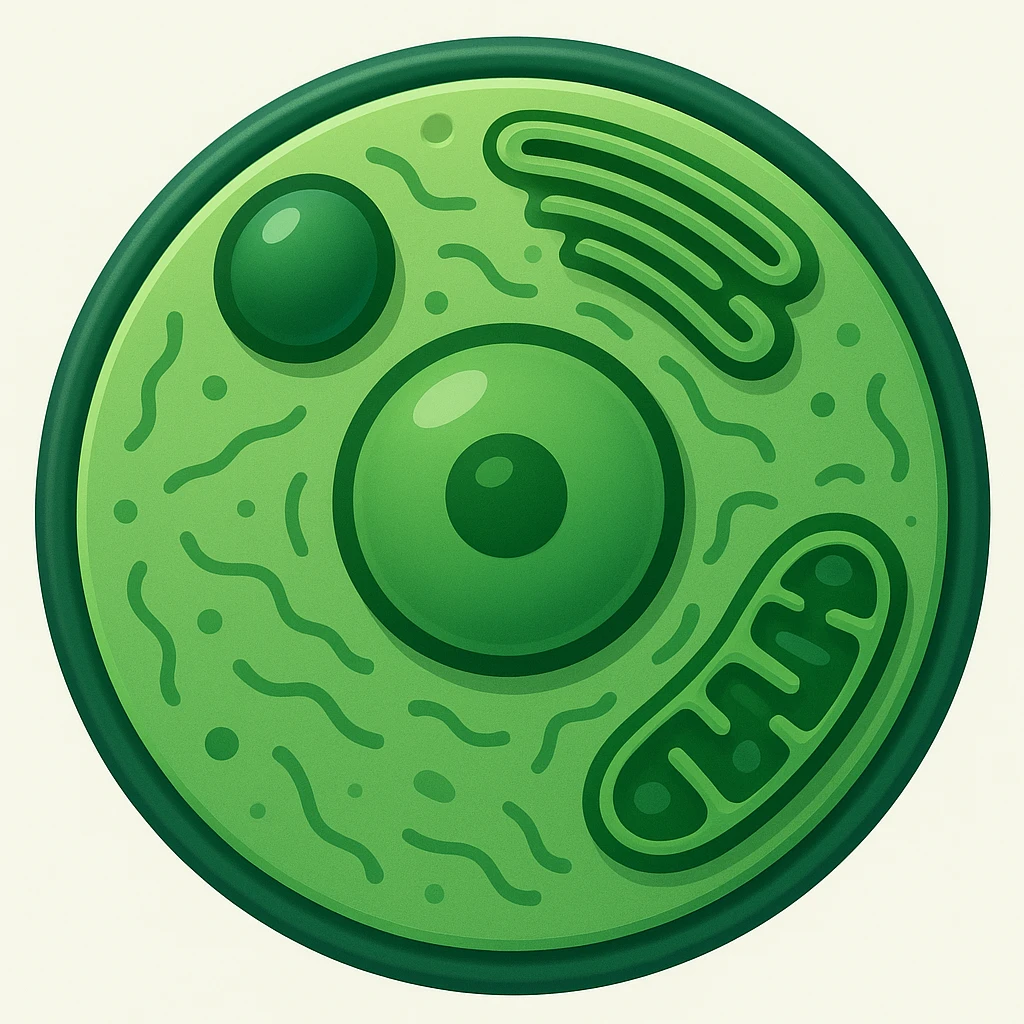 Animal cell in green colors, emoji style emoji