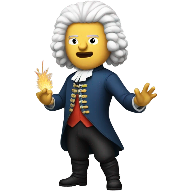 Bach standing akimbo explode emoji