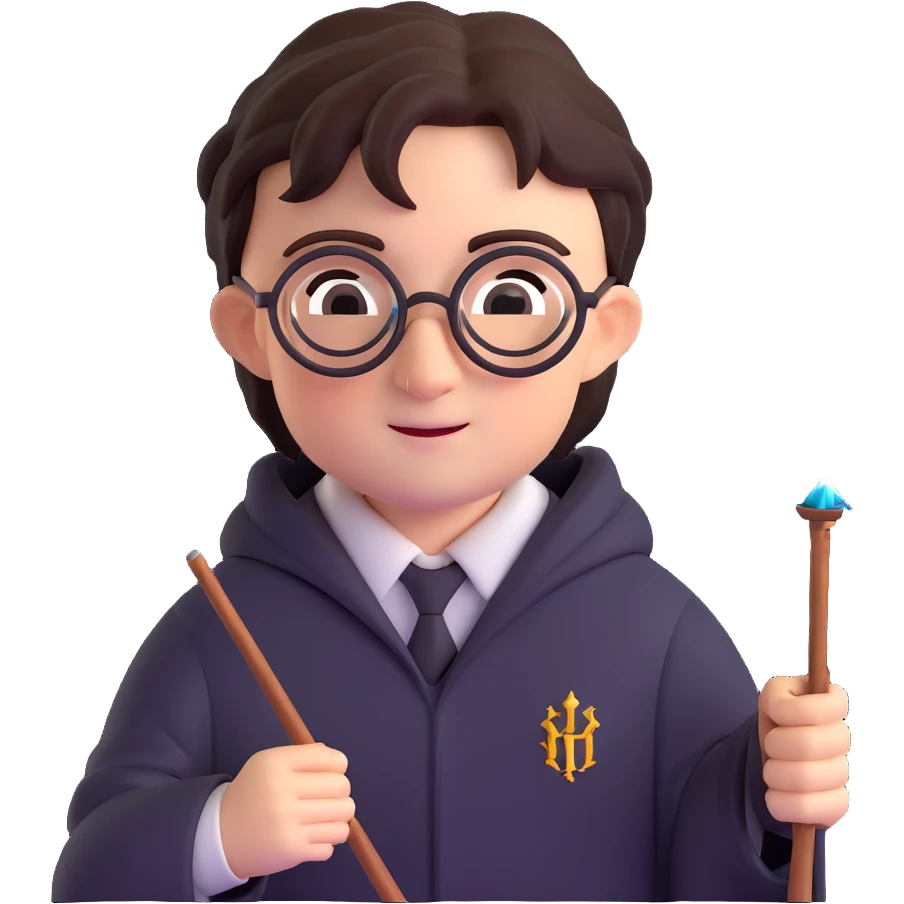Harry Potter with glasses and wand emoji