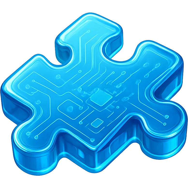 jigsaw puzzle piece in shiny glossy circuit style design emoji