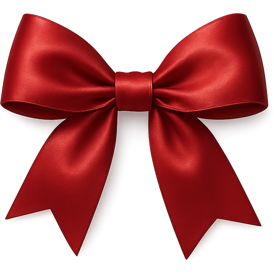 classic bow, red satin, shiny, simple and elegant, tied neatly emoji
