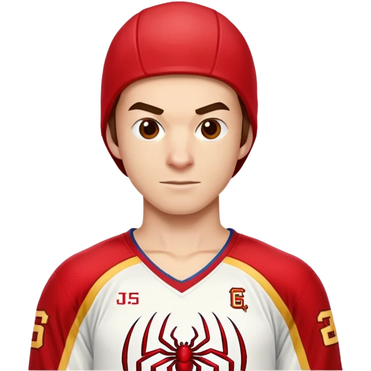 Spider-Man with a university of Denver hockey jersey emoji