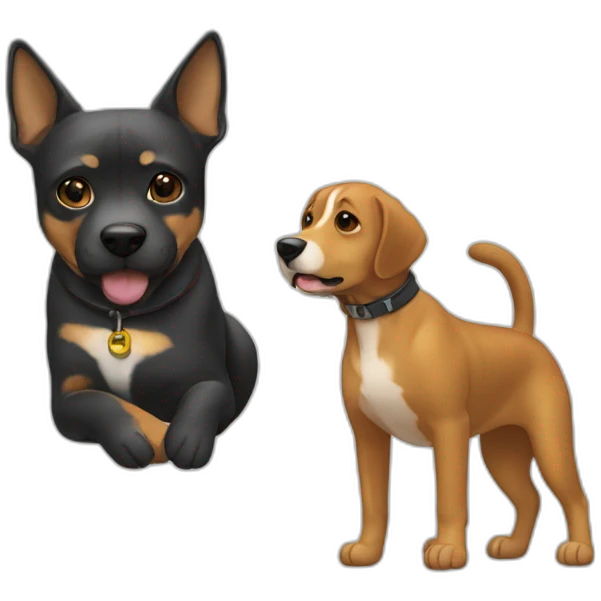 Chat faisant un câlin a un chien emoji