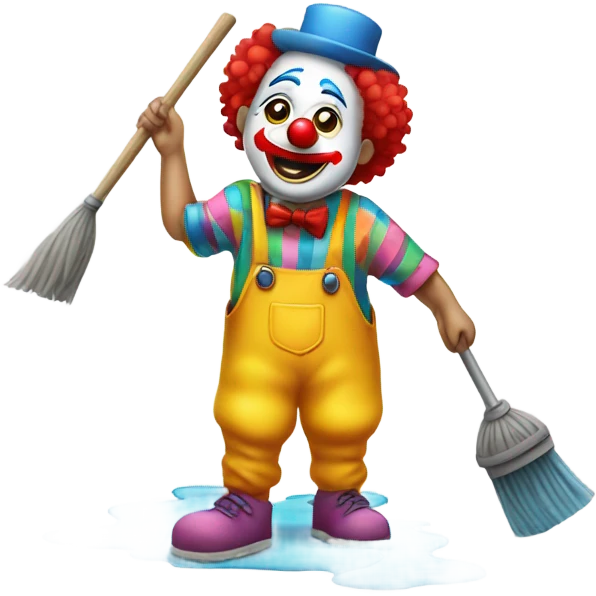 Clown mopping a floor  emoji
