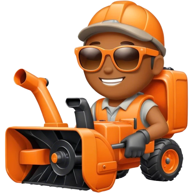 Orange snowblower with sunglasses and a smile emoji
