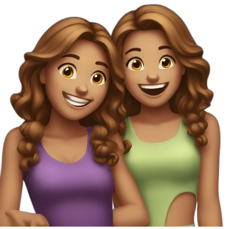 Girls besties laughing pretty emoji