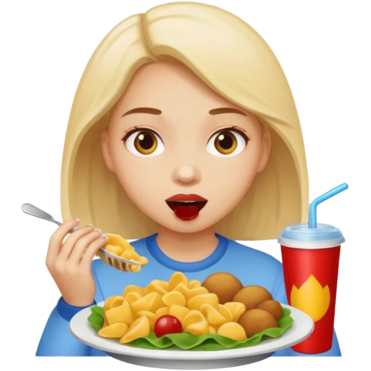 girl eating a lot of food emoji