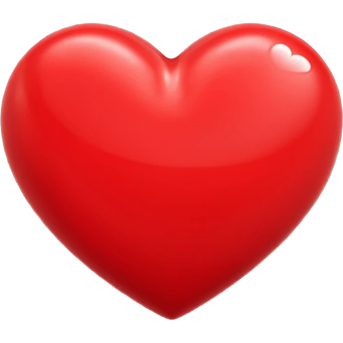 Apple-style 3D illustration of a bright red heart, centered on a clean white background, glossy and rounded, soft shadows for depth, symbolizing love, warmth, and emotion, isolated and minimal design emoji