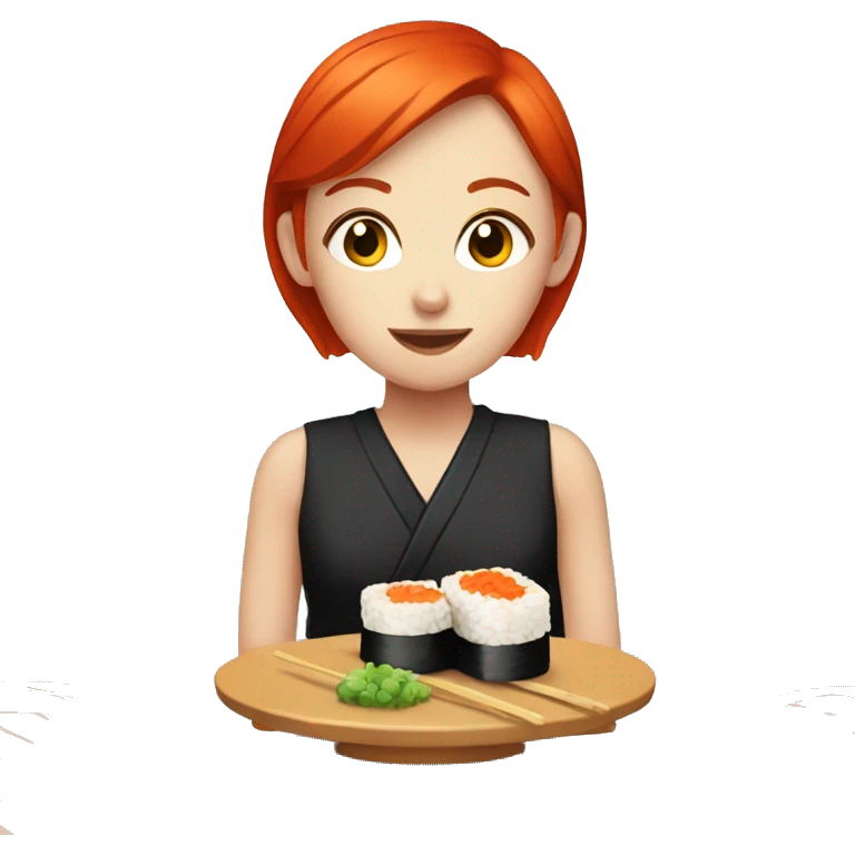 Red head girl eating sushi emoji