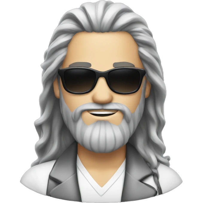 salt pepper Long  hair, male, beard,sunglasses emoji